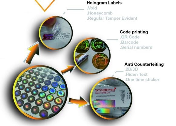 ISO9001 25mm Width Genuine Secure Hologram Sticker For Glass Vial
