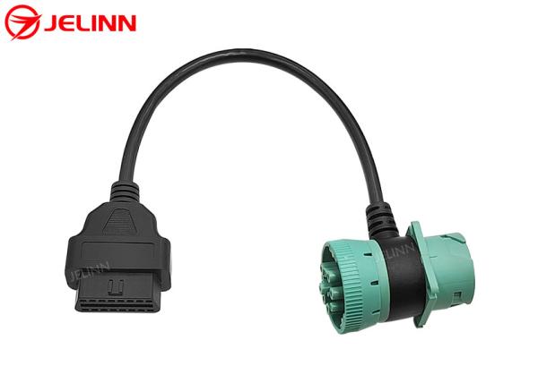 Green Deutsch J1939 9Pin Male Female Connector Pass-through to OBD2 OBDII Female