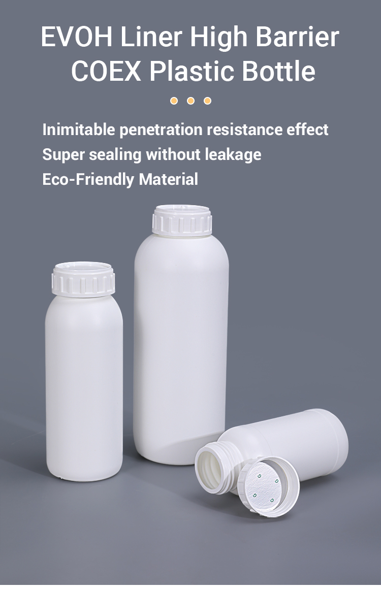 Screw Cap HDPE EVOH Barrier Empty Pill Co Ex Bottle For Pesticide Packaging Custom Logo