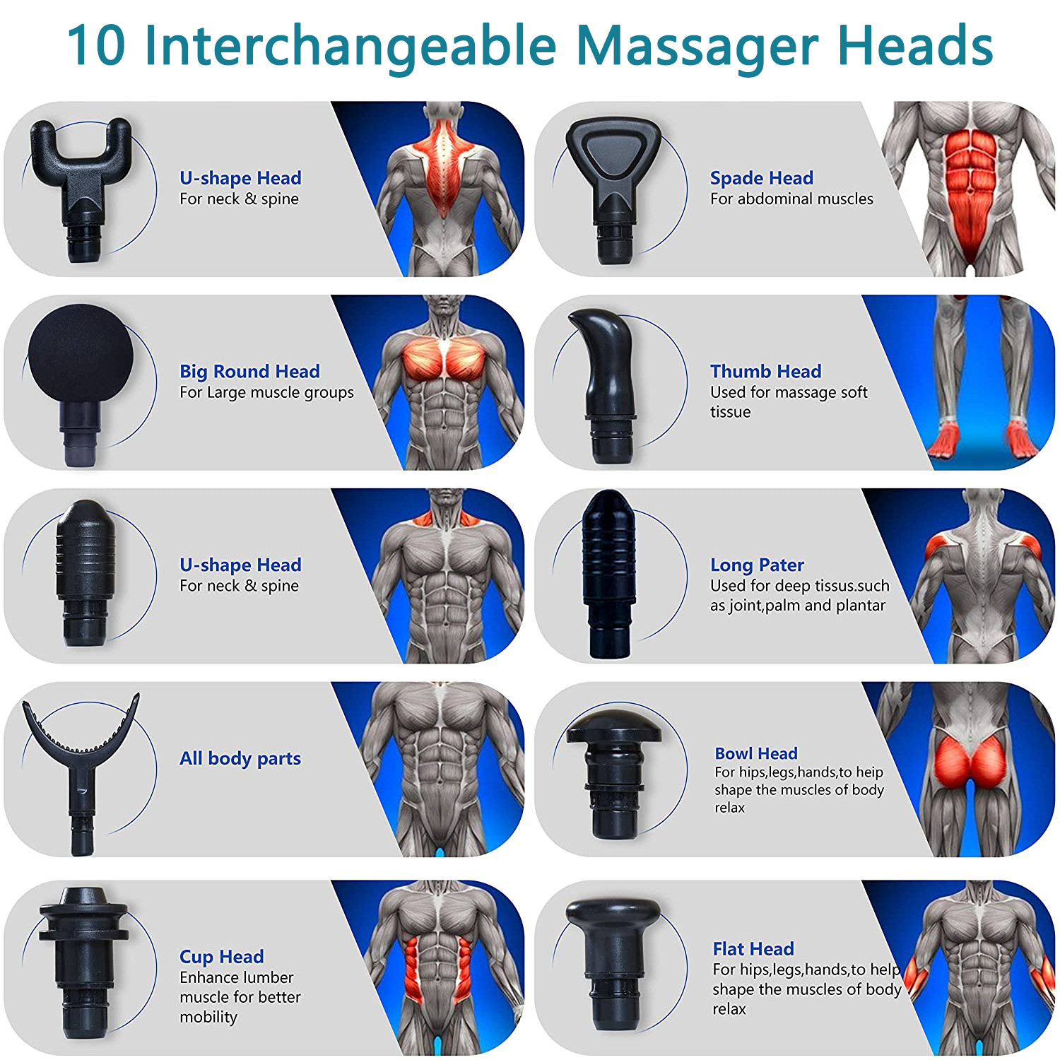 16.8V Rechargeable Handheld Massager Gun Deep Muscle Painess Relief