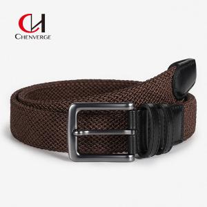 Quality Woven High End Head Layer Cowhide Elastic Belt Leisure Sports Canvas Belt For Men wholesale