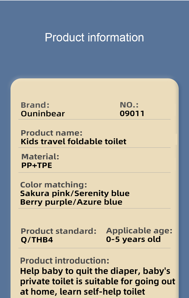 Baby Toilet Serenity Blue Sakura Pink Solid PP TPE Potty Seats with Customized Logo