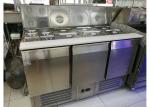 Slim Saladette Commercial 3 Door Pizza Preparation Counter with LED Light