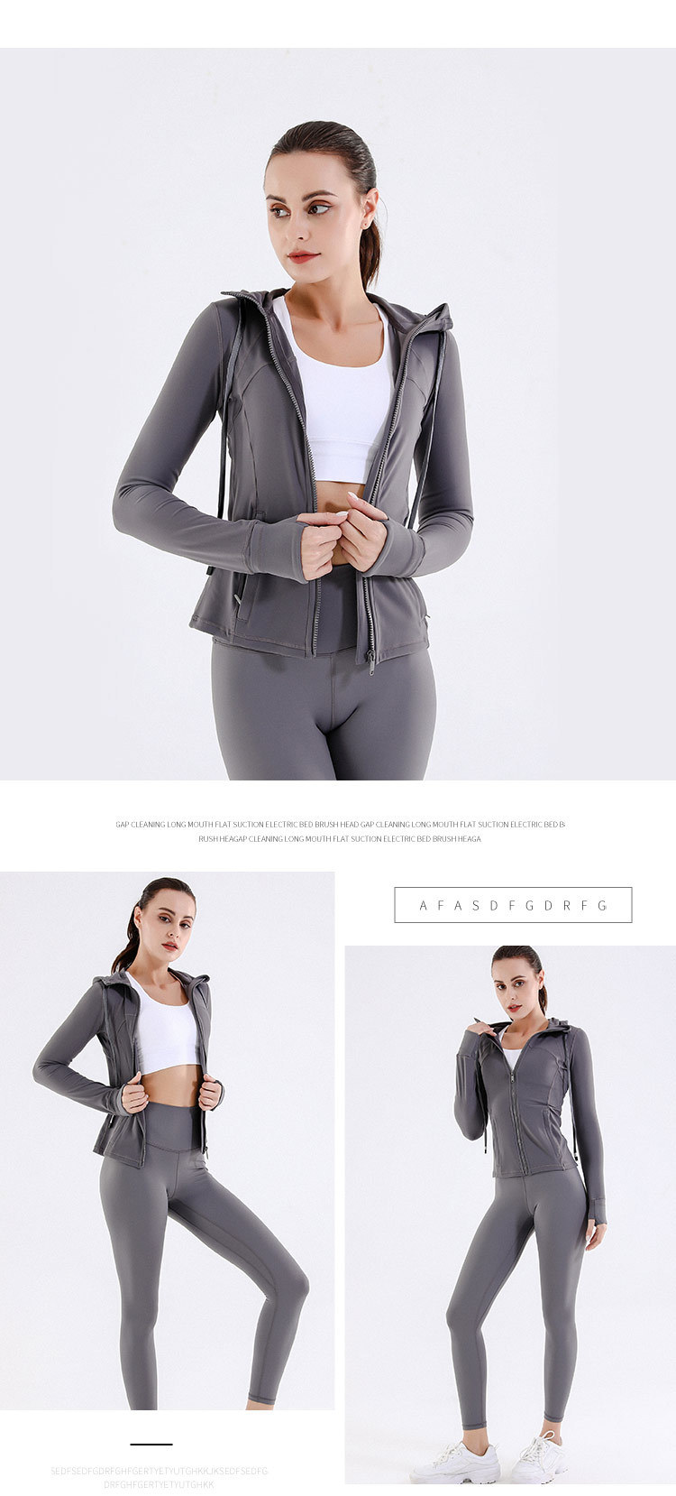 Autumn/Winter Hooded Jacket Top Yoga Coat Long Sleeved Slim Fit Sports Fitness Wear for Women