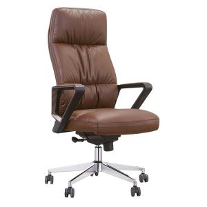 Quality Classic Executive Office Xecutive Chair Brown Leather 3d Shift 350mm Aluminum With Nylon Base OEM wholesale