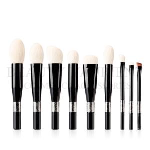 Quality Luxe Premium Standup 9pcs High End Makeup Brush Set Gun Metal Snowflake Handle wholesale