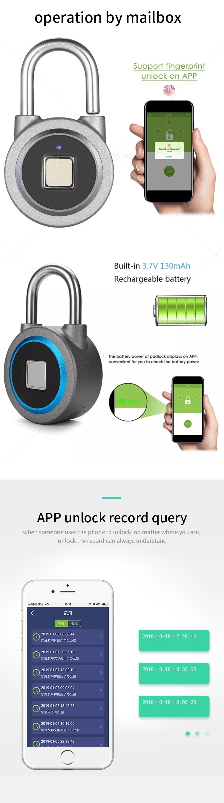 Luggage Bluetooth Spot Travel Smart Fingerprint Padlock