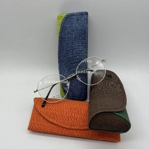 Quality Envelope Style Metal Eyeglass Case Canvas Exteriors Slim Metal Glasses Case 15CM wholesale