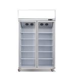 Top Mounted Commercial Glass Freezer With Automatic Drain Water Evaporating