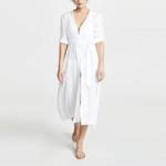 Fashion Ladies Short Sleeve Crepe Viscose V Neck Shirt Cover up MIDI Dress for