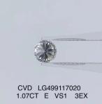 1.07 Ct 3EX Round Lab Grown Diamond Jewelry CVD VS1 E Color Diamond