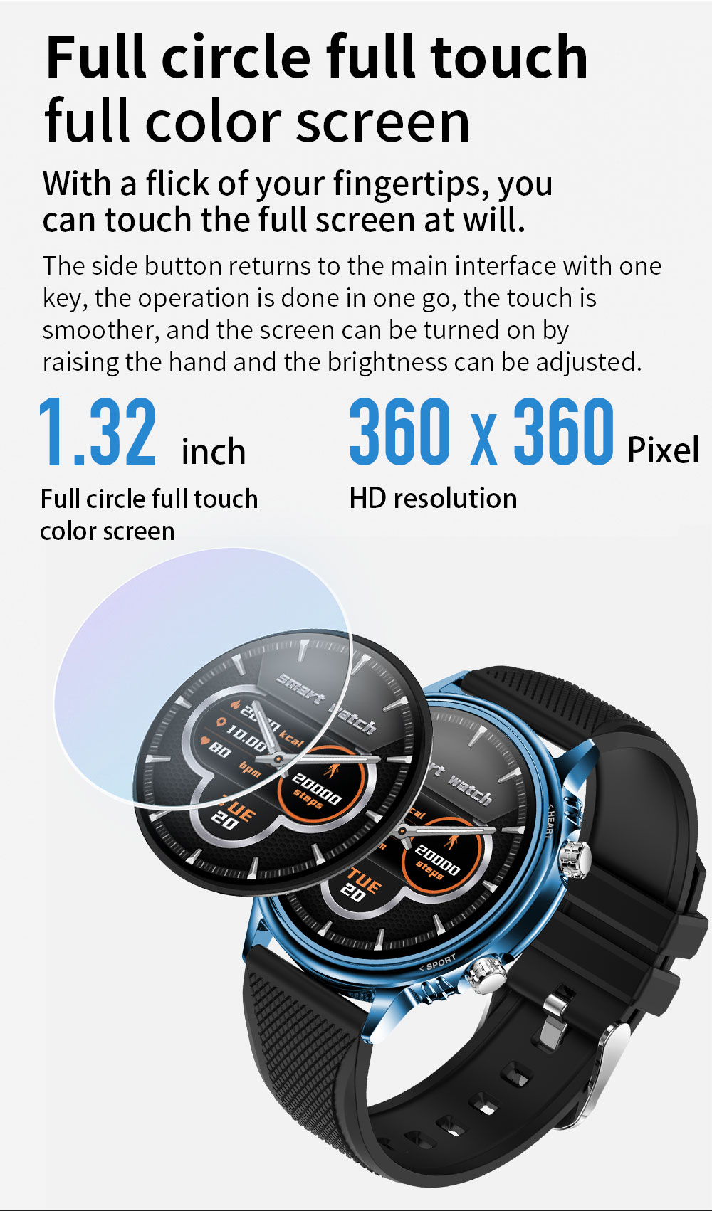 High Definition GR5515 Full Touch Smartwatch Multi Dial Switching
