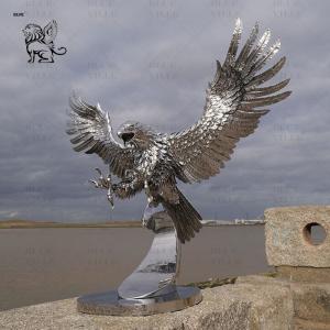 Quality Stainless Steel Eagle Statue Large Metal Falcon Animal Sculpture Modern Polished Decorative Outdoor wholesale