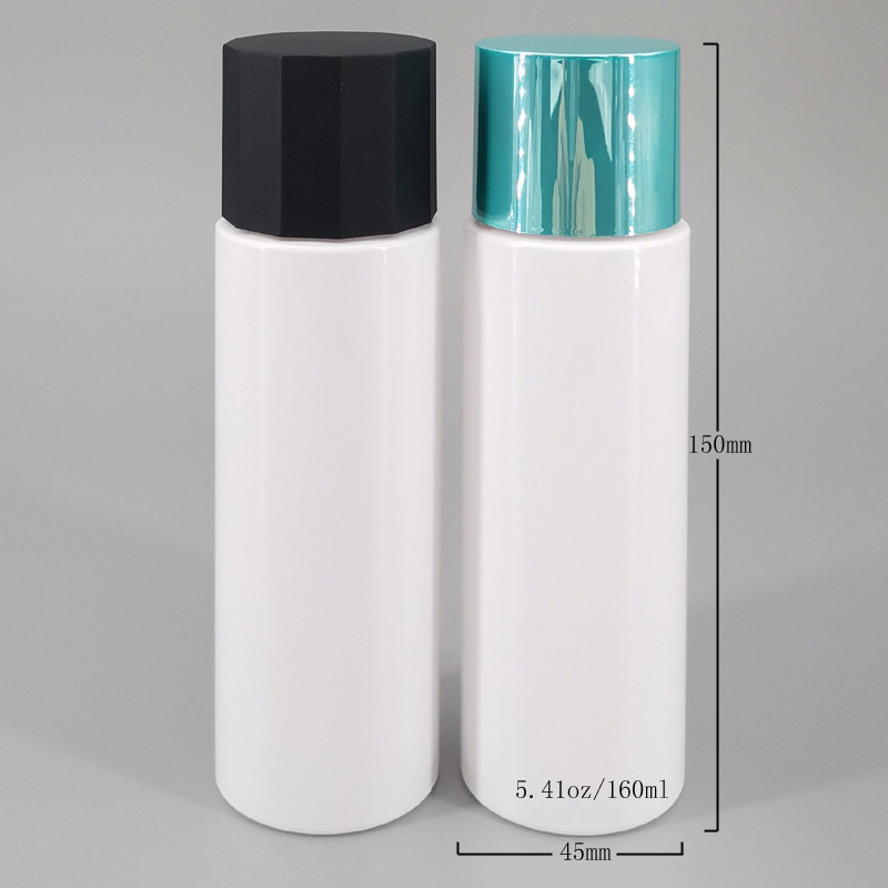 150ml White PET Cosmetic Bottle Cylinder Plastic Bottle Lotion Cream Beauty Liquid Skincare Bottle Many Cap Choice