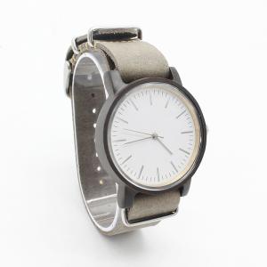 Quality Sandalwood Black Leather Strap Watches Mens Japan Quartz Movement wholesale
