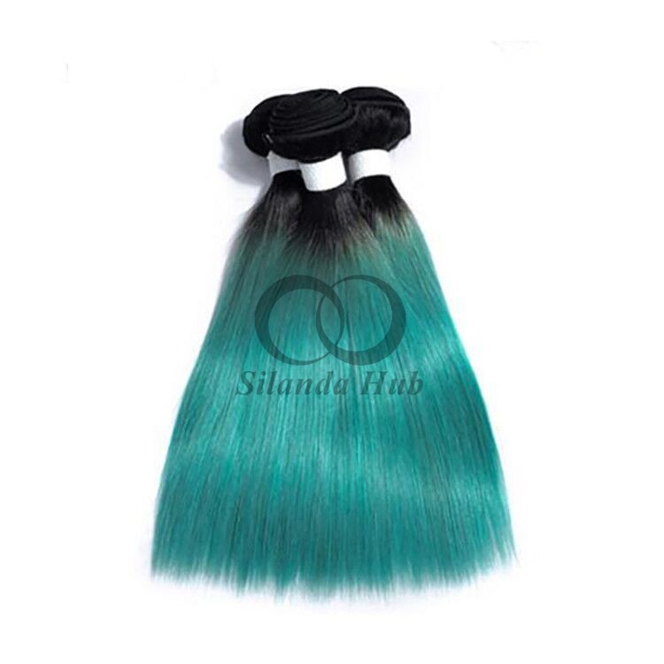 #T1B/Green Straight Remy Human Hair Bundles Sew In Weave Bundles Brazilian Bundle Deals