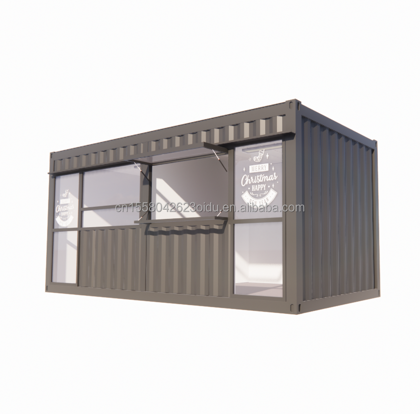 20ft Movable Prefabricated Coffee Shop Container House Design with Galvanized Steel Square Tubes