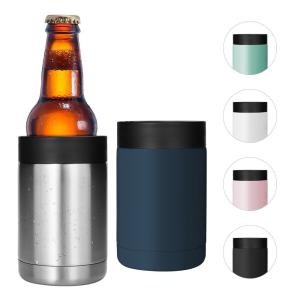 Quality 380ML Personalized Double Wall Stainless Steel Vacuum Flask Keep Cold Insulated Beer Cooler Holder Fits All 16OZ Slim Cans Easy To Use wholesale