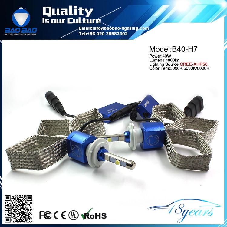Hot SALE 40W White H4 9003 HB2 4800LM LED DRL Headlight Bulb #R Headlight 5000K Beam--from BAOBAO LIGHTING