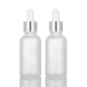 Quality Matte White Glass Essential Oil Dropper Bottles 30ml With Silver Cap wholesale