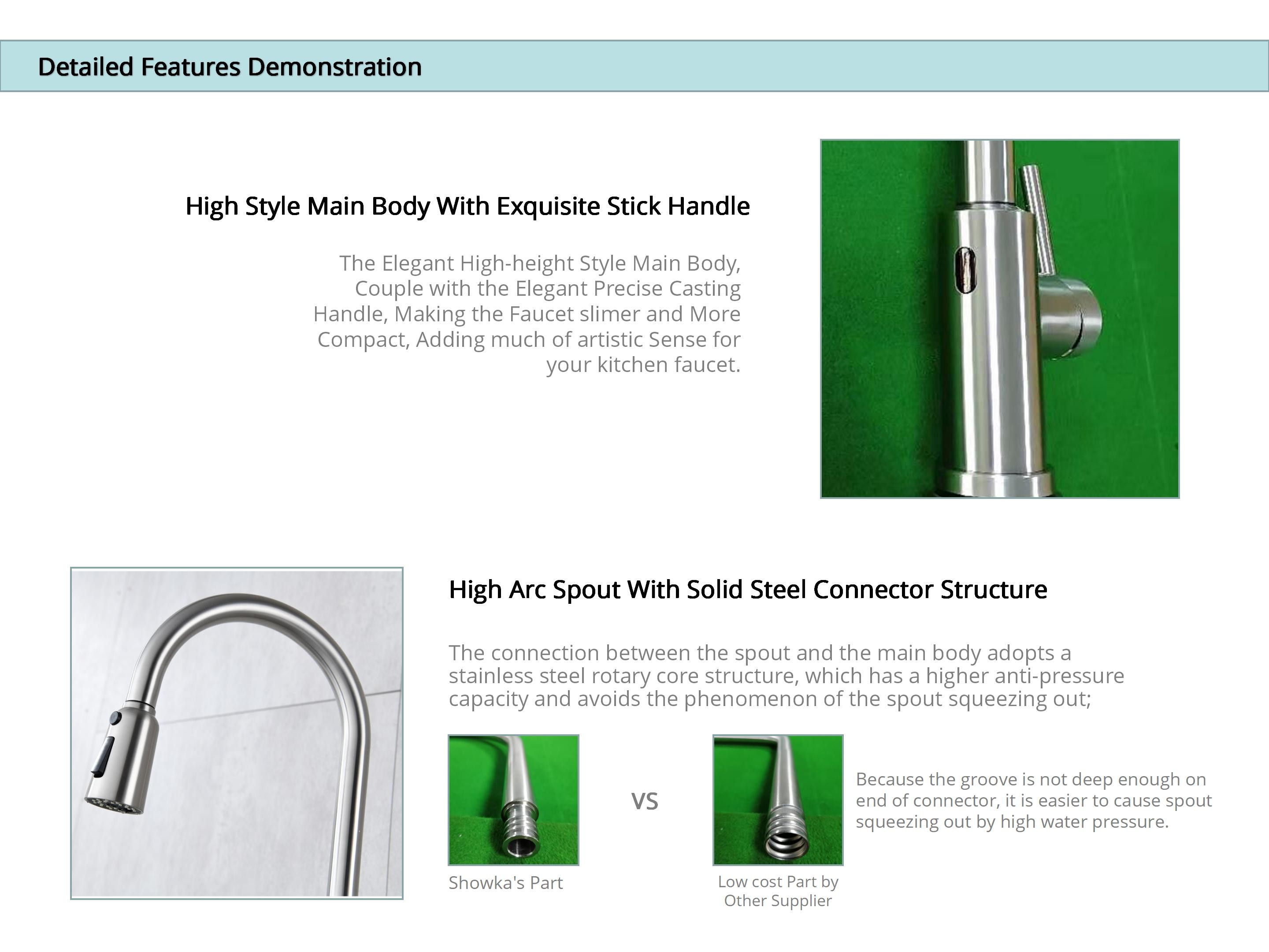 DC4.5-6.5V Brushed Nickel Gooseneck Kitchen Faucet With Pull Out Sprayer