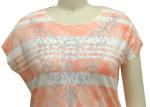 Allover Pigment Stripe Printing Ladies Casual Crew Shirt Shot Sleeves And Custom