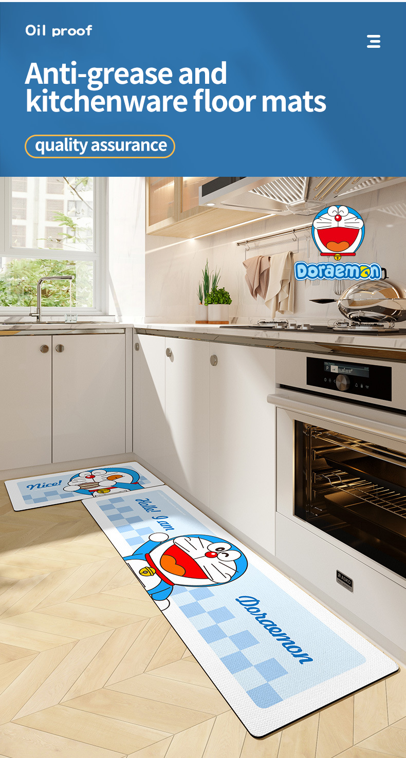 Non-Slip Protection for Kitchenware Custom Polyester Fibre Cartoon Soft Kitchen Rug