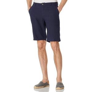 Quality Viscose Blend Mens Linen Shorts Flat Front Breathable Easy Care Solid Black wholesale