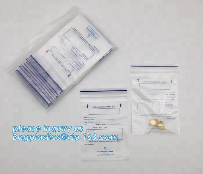 resealable one side clear pouch pharmacy small Zip lockk pill package zip lock plastic bags pills packaging bag, bagplasti