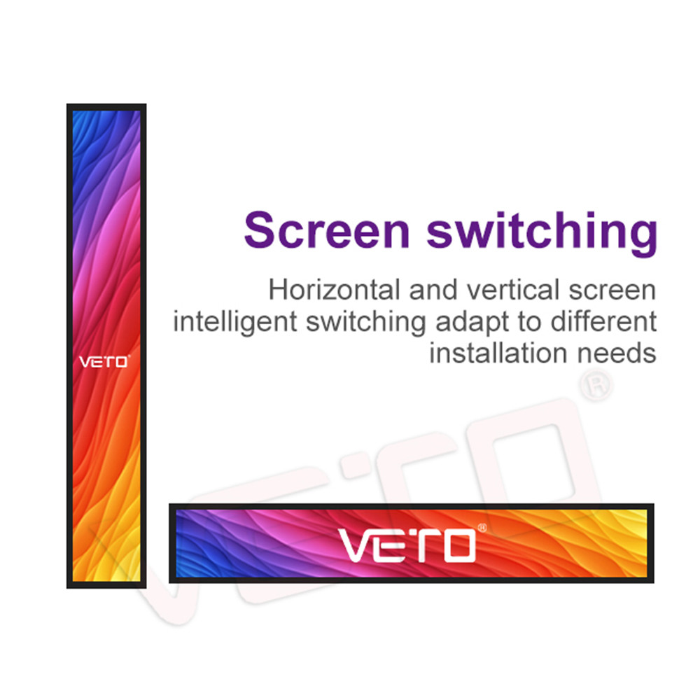 VETO Ultra-Wide Stretched Bar Screen Shelf Edge Display Network Advertising Monitor HD Wall Mounted Bar Lcd Display