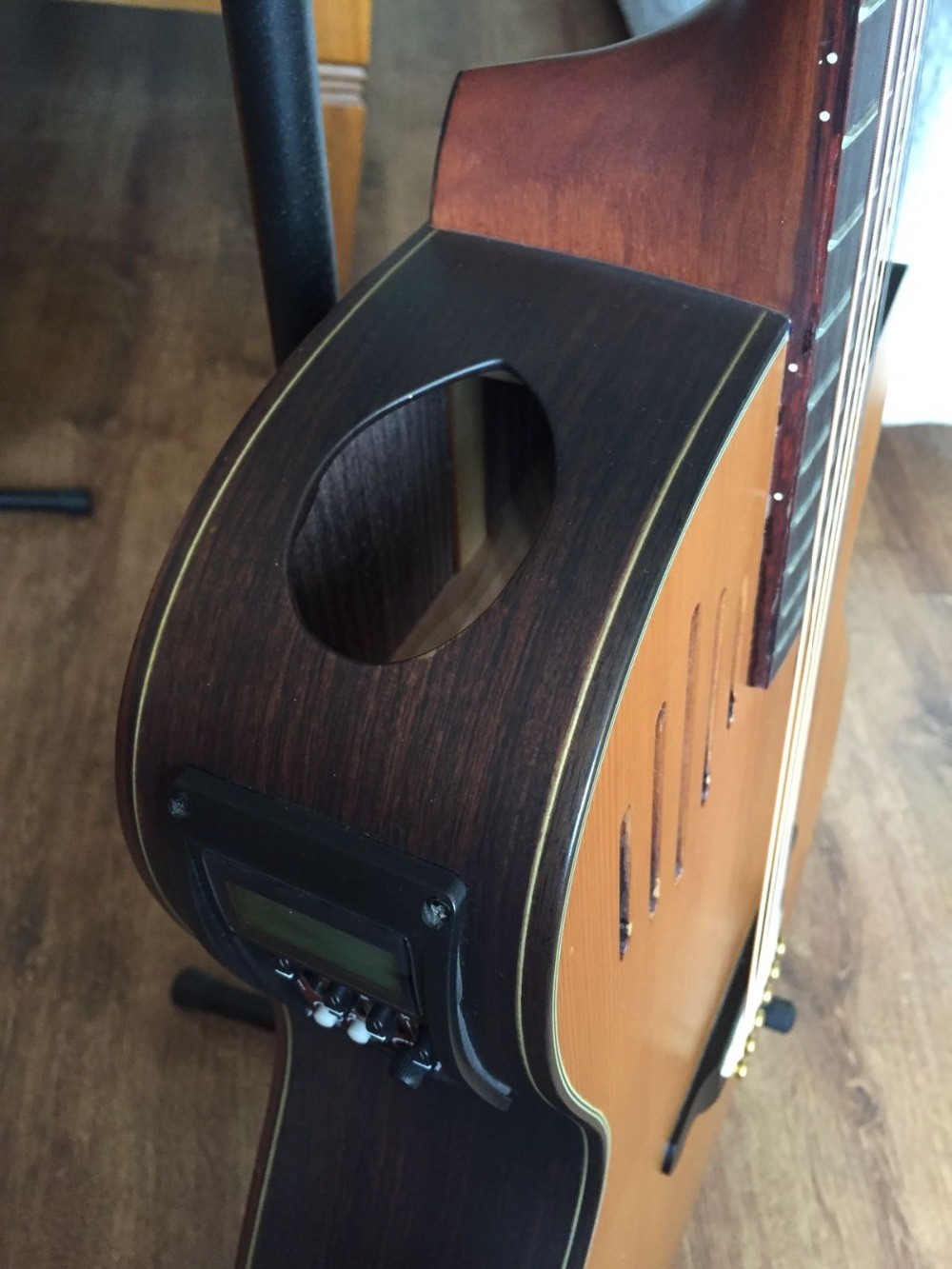 All solid wood 14th guitar customized acoustic electric guitar in satin finishing