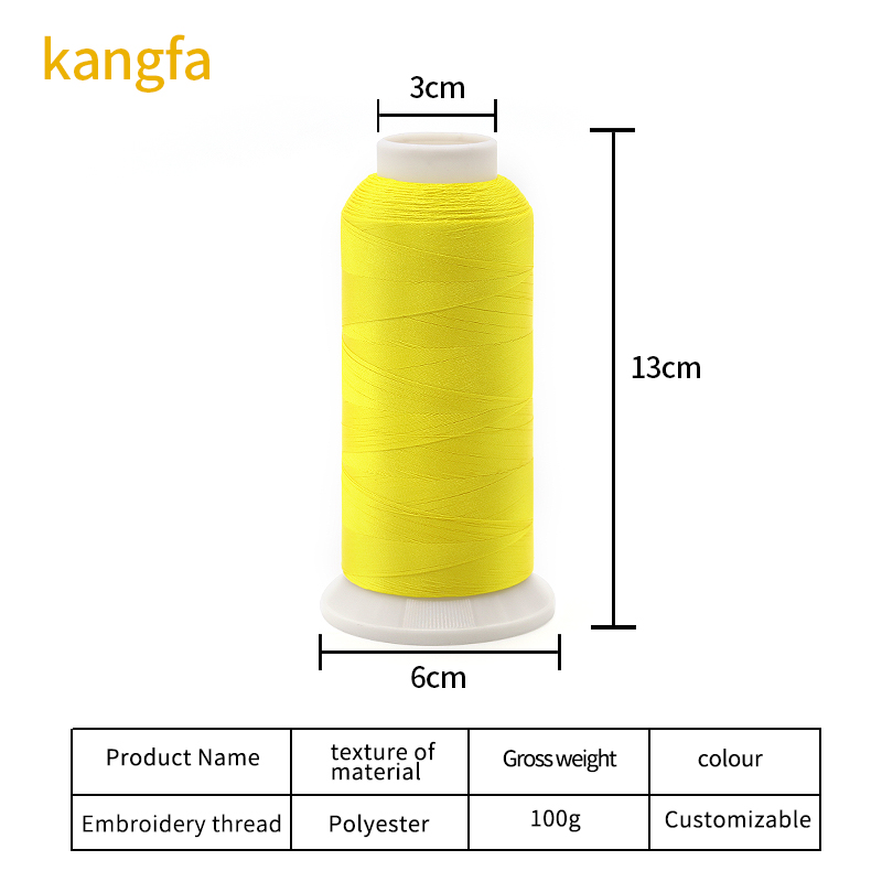 Customizable High Tenacity Glossy Polyester Thread for High Speed Embroidery 100g Weight