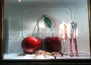 Quality Handmade Oversize Fiberglass Resin Sculpture , Red Color Cherry Statues Polished Design wholesale