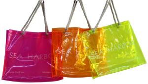 Quality PVC Reusable Transparent Fabric Carrier Bags With Customized Logo wholesale