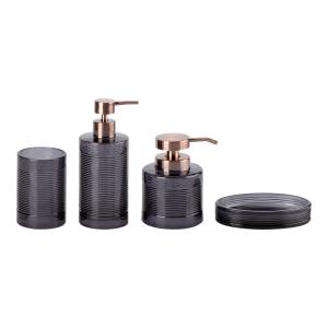 Quality Glass Bathroom Fittings Accessories Dark Blue Round Shape Circles Line Bronzed Pump Head Lotion Bottle wholesale