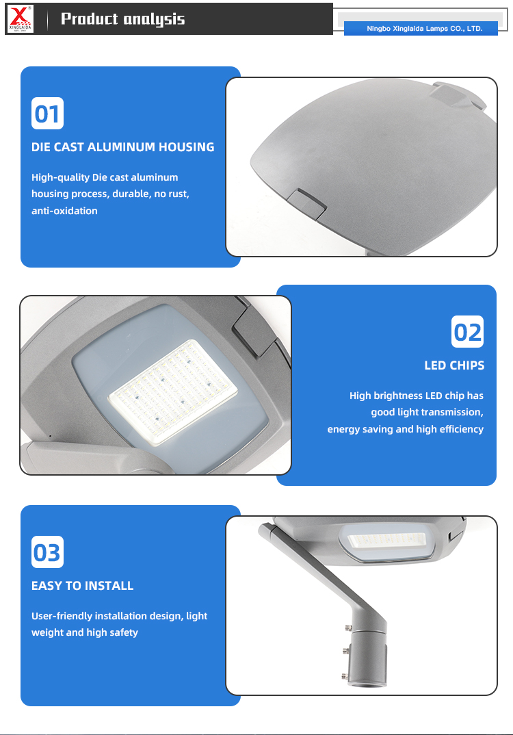 Modern Porch Garden Lighting Aluminium LED Street Lights with High Luminous Efficiency