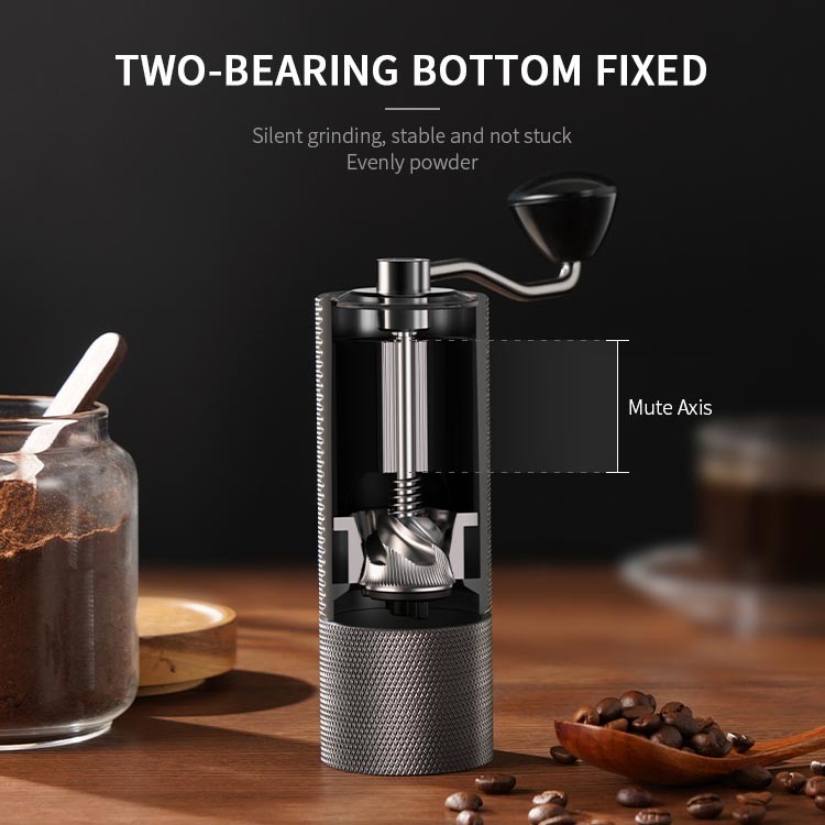 Silver Manual Hand Coffee Grinder CNC Cutting Capacity 25g Handheld Electric Burr Grinder
