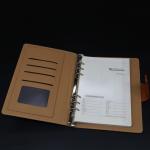 A5 Embossed logo Pu leather cover snap fastner inner pocket 6 ring binder