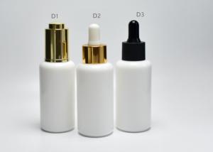 Quality Sustainable 40ml Boston Round Opal White Glass Bottles With Dropper Cap, Opal Glass Luxury Medical Skincare Packaging wholesale