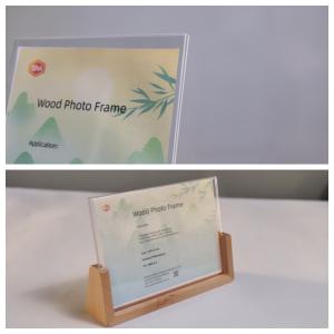 Quality Crystal Clear Customizable Vertical Photo Frame With Solid Wood Base wholesale