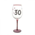 High Quality Personalized Glitter Tem Birthday Gift Red Wine Glass