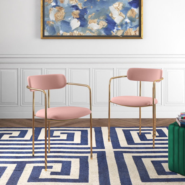 Contemporary Round Dinette Sets Velvet Upholstered Arm chair For Home