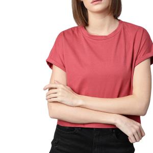Quality New Arrival Custom Logo Workout Fit Solid Round Neck Casual Crop T-Shirt For Women wholesale