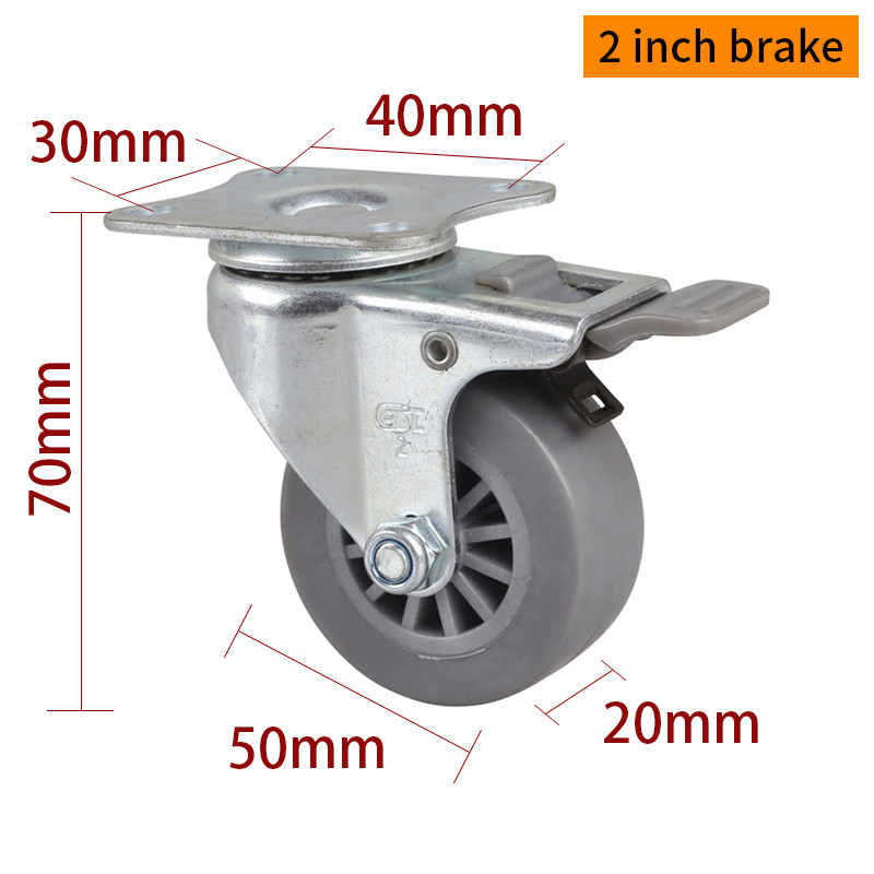 EDL Mini Caster Wheels 2inch 30kg Plate TPE by Rigid, Swivel and Brake type