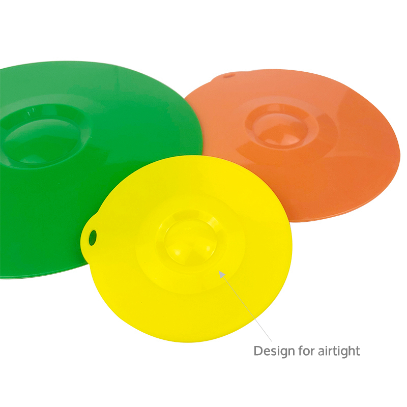 Food Standard Decorative Reusable Microwave Oven Safe Silicone Rubber Pot Cover Mug Bowl Suction Spill Stopper Lid with handle