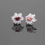 Sterling Silver Oval Blue Topaz Clear Cubic Zircon Earrings（E01）