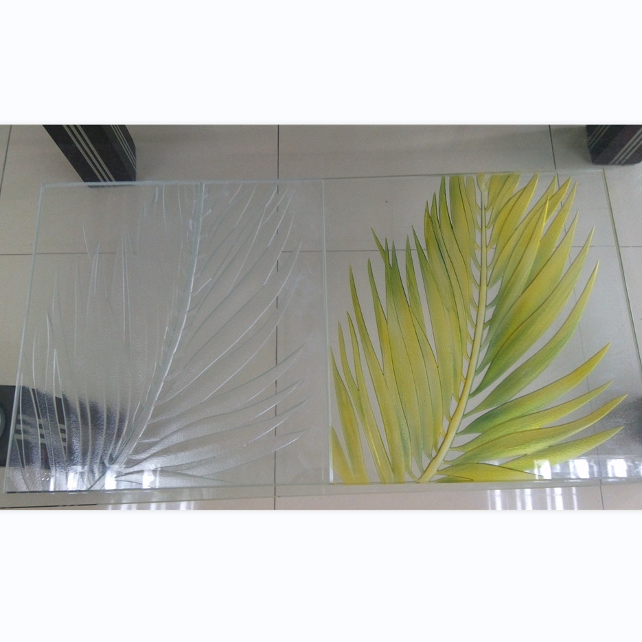 Clear Colored Tempered Art Glass Deep Carving Customized Size For Door