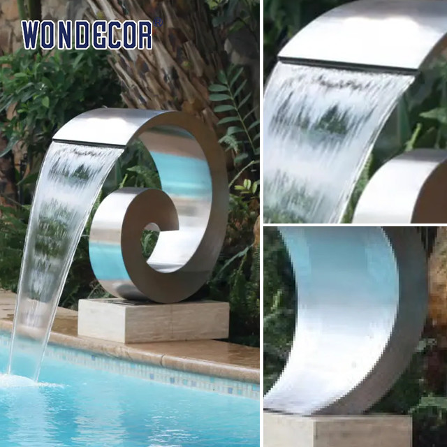Large Shaped Geometric Arc Stainless Steel Fountain Sculpture For Garden Swimming Pool