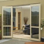 Restaurant Double Hinged Aluminium Doors Fire Prevention