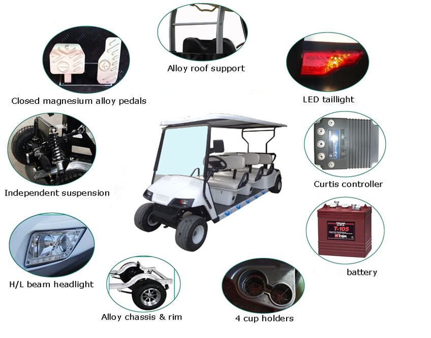 48V Multi Passenger Electric Golf Buggy , 8 Person Golf Cart With LED Headlight